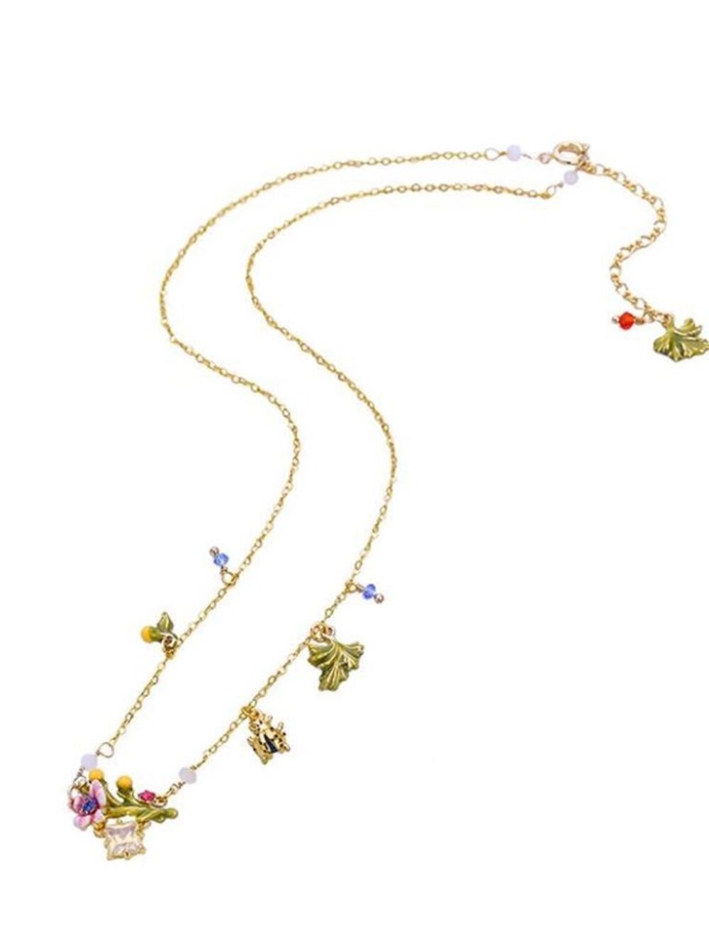 Les Nereides Purple Flower And Stone Necklace